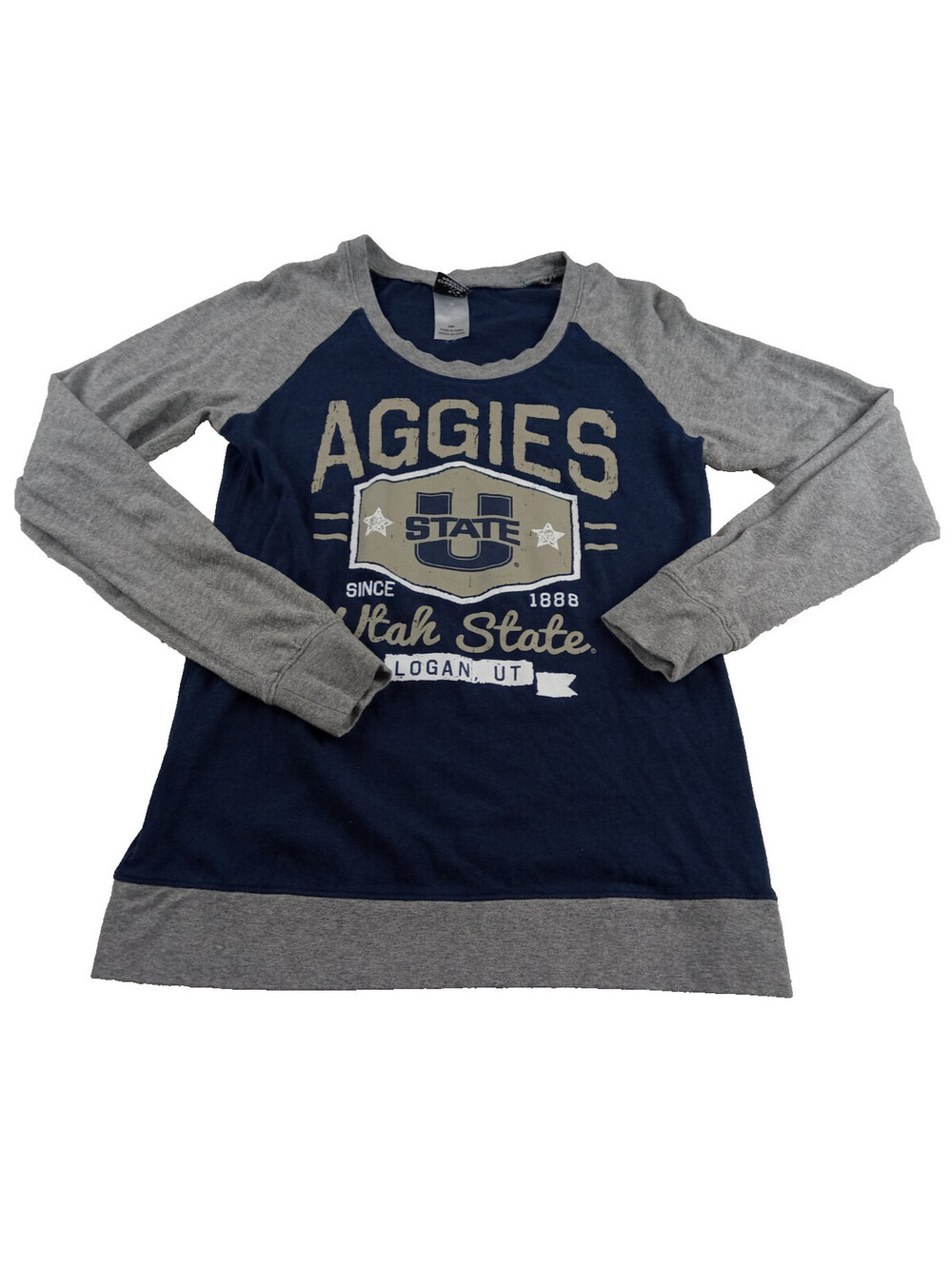 Utah State Aggies Shirt Womens Medium Creative Apparel Navy Gray Raglan Vintage